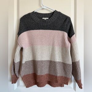 American Eagle Outfitters Striped Knit Sweater - Gray, Pink, Cream, Brown